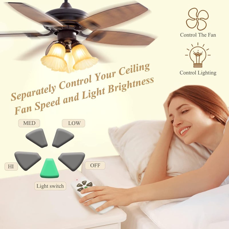 Prichor Universal Ceiling Fan Remote Control Kit, Replacement for Harbor Breeze Hampton Bay Hunter Litex, 3 Speed Control with Light Dimmer, Included FAN28R Receiver and Wall Mount - Image 2